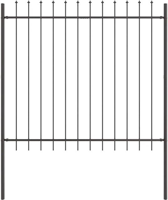 vidaXL Gartenzaun aus pulverbeschichtetem Stahl in Grau, B: 340 cm, H: 150 cm - Bild 1