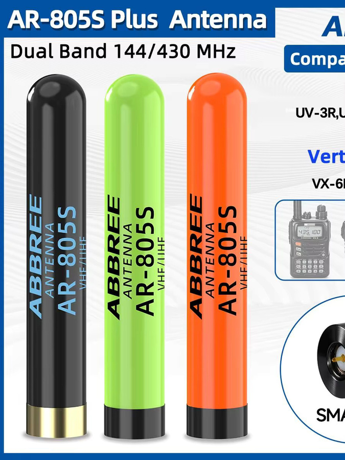 ABBREEE AR-805S SMA-Male Walkie-Talkie-Antenne in Schwarz für YAESU Vertex VX-3R VX-6R 7R FT-4XR Baofeng UV-3R und Wouxun TYT Zwei-Wege-Funkgeräte - Bild 6
