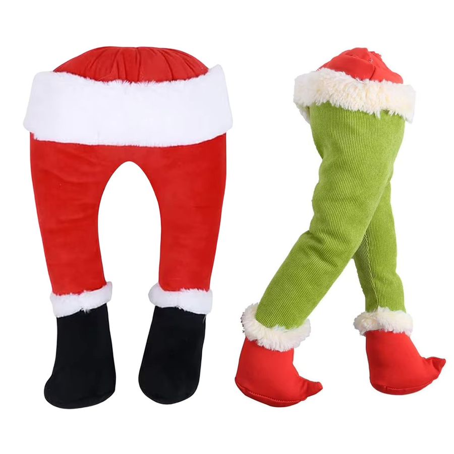 APWIKOGER Weihnachts Elf und Santa Claus Bein Ornament in Rot als hängende Dekoration für den Weihnachtsbaum, Zimmer und Garten - Bild 2