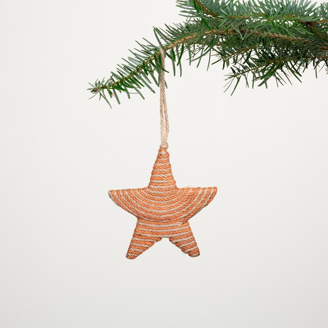 BLUME2000 Weihnachtsanhänger Stern in Orange aus Jute - Bild 1