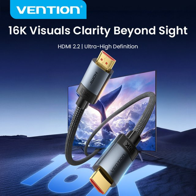 Vention HDMI-Kabel Ultra High Speed 96Gbps in Schwarz für 16K60Hz, 8K240Hz, Dolby Vision und HDCP2.3 - Bild 1
