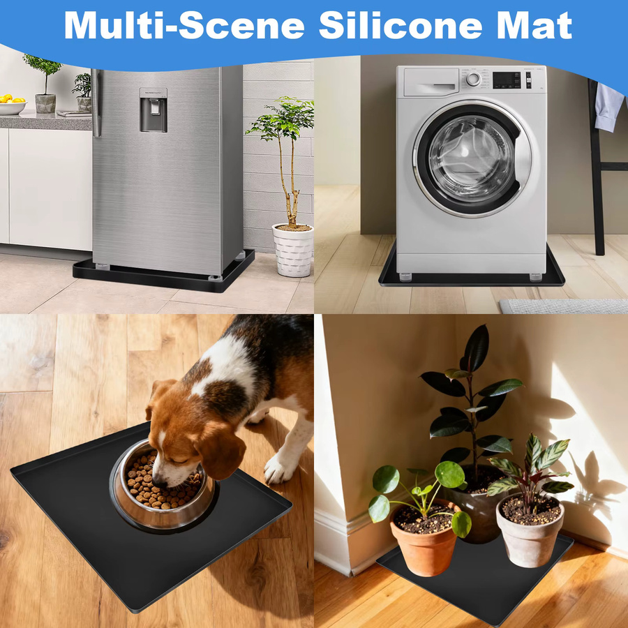 TOP-MAX Rutschfeste Silikonmatte als Bodenschutz für Kühlschrank und Waschmaschine, Schwarz Grau, B/T: 60 x 60 cm - Bild 4