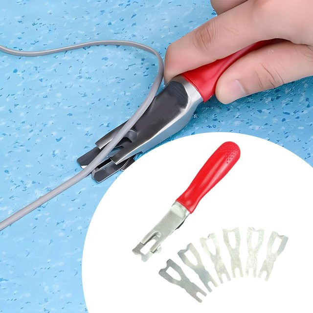 Homyl PVC-Werkzeugset zum Schweißen von Bodenbelägen in Rot mit Schaber, Trimmer und Kunststoffdraht-Nivelliergerät - Bild 1