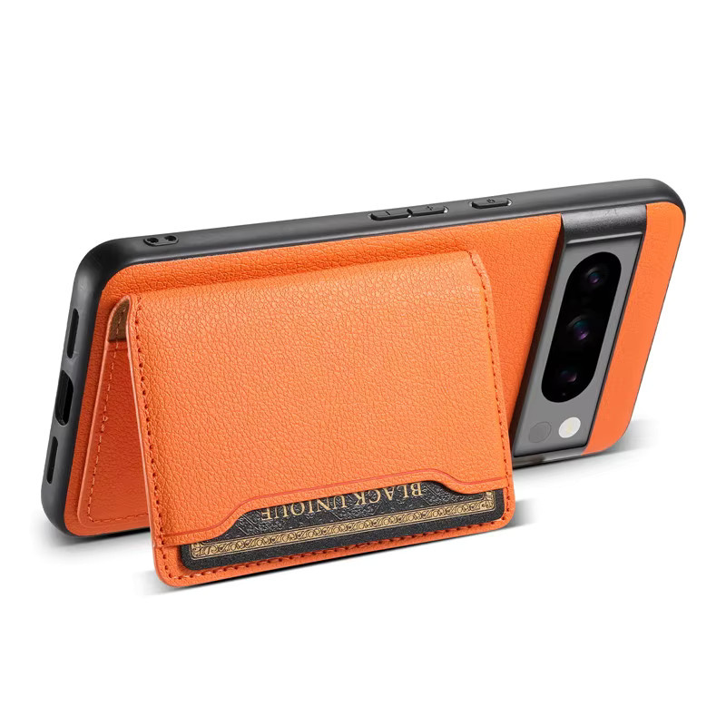 EUCAGR Multifunktionale Leder-Magnet-Brieftasche als Handyhülle für Google Pixel 10, 9, 8, 7, 6 Pro sowie 9A, 8A, 7A, 6A mit Kartensteckplatz in Grün und Orange - Bild 5