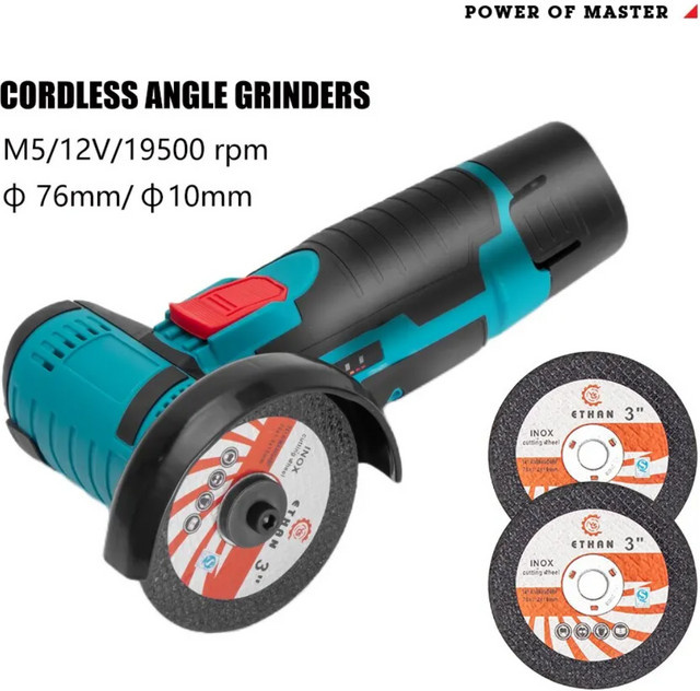 Cisivis Mini Akku-Winkelschleifer mit Polierfunktion, bürstenloser Motor, blau/mehrfarbig, inklusive 2 Akkus und Ladegerät - Bild 1
