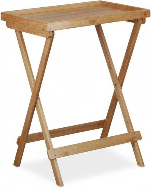 Relaxdays Tabletttisch aus Bambus klappbar, braun, B/T/H: 66 x 50 x 38,5 cm - Bild 1