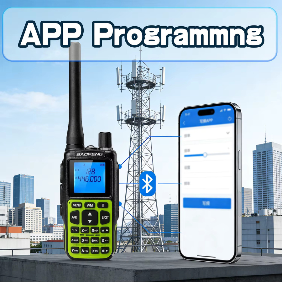 Baofeng MINI-5 Upgrade Walkie Talkie mit Bluetooth und 2200mAh Batterie, UHF/VHF Dual Band Amateurfunkgerät, Schwarz - Bild 3
