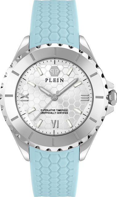 Philipp Plein Damenuhr, Quarz, Edelstahl, 38 mm, Silber, Silikon - Bild 1