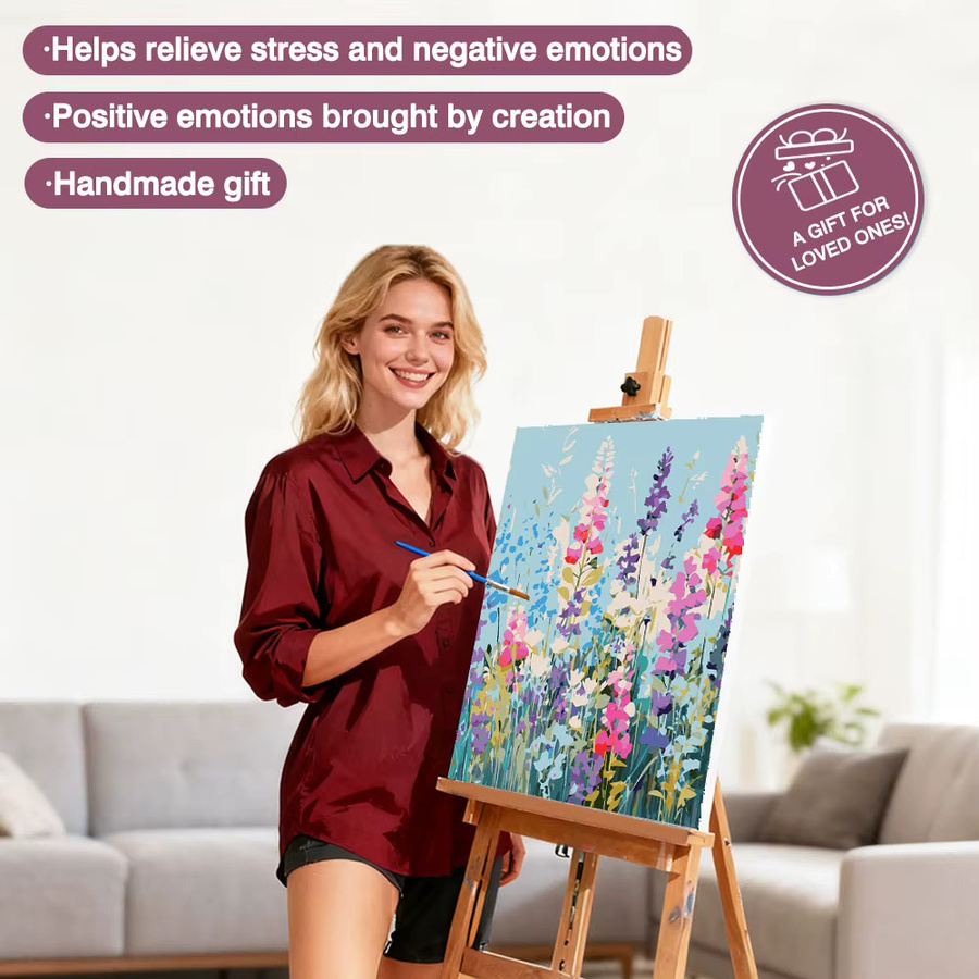 Huacan Malen nach Zahlen, Blumen-DIY-Leinwand-Set, floral, bunt - Bild 2