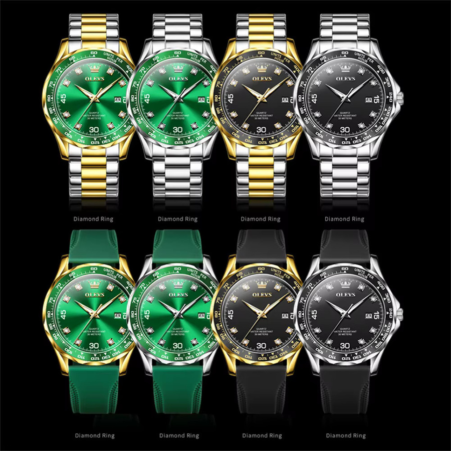 OLEVS Armbanduhr Quarz, Diamant, Zirkonia, Kautschuk, Herren - Bild 6