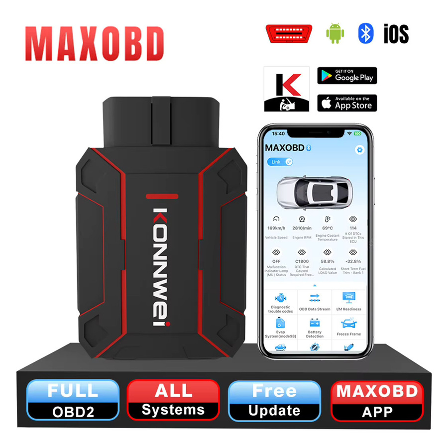 KONNWEI MAXOBD Bluetooth Auto-OBD-Fehlerdiagnosetool zur I/M-Informationsbeobachtung in Schwarz - Bild 4