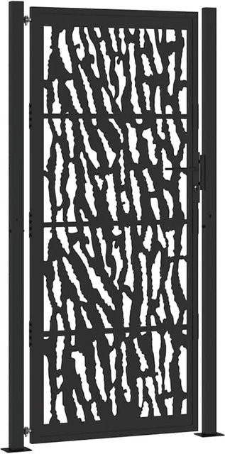 vidaXL Gartentor aus verzinktem Stahl in Schwarz, Einzeltores, Breite: 110 cm, Höhe: 205 cm - Bild 1