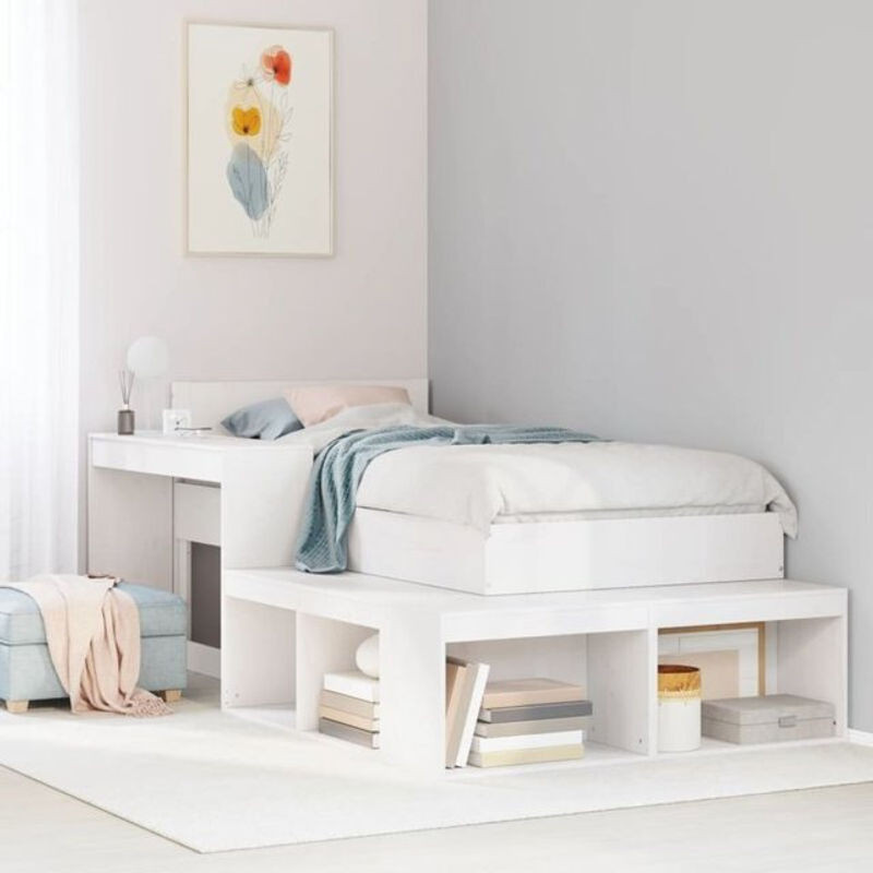 Massivholzbett aus Kiefernholz von vidaxl in Weiß, Landhausstil und minimalistisches Design, B/T: 75 x 190 cm - Bild 1
