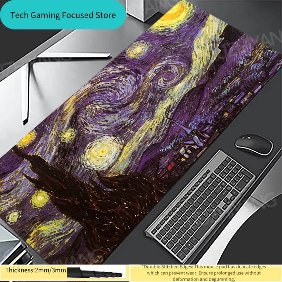 Potdemiel Gaming-Mauspad Sternennacht von Van Gogh XXL Schreibtischmatte Multicolor - Bild 3
