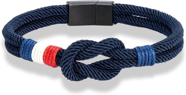 Armband Edelstahl, Quadratknoten Seil, Frankreich Flagge, Unisex, 19cm - Bild 1