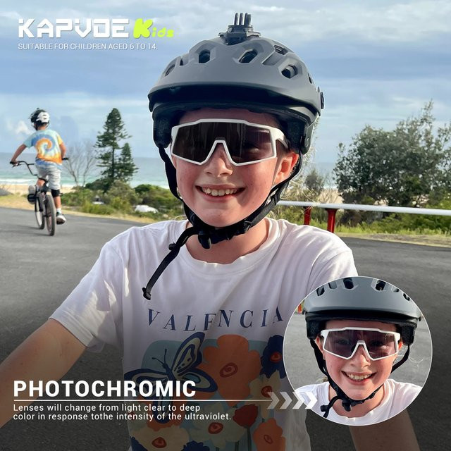 Kapvoe Sport-Sonnenbrille für Kinder, Vollrand, Kunststoff, Photochrome, polarisiert - Bild 1