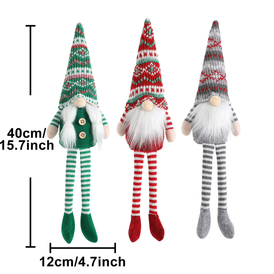 DUTRIEUX Nordic Weihnachten Plüsch-Ornament Gesichtlose Ältere Puppe mit langen Beinen, Mehrfarbig, gestreiftes Design - Bild 2