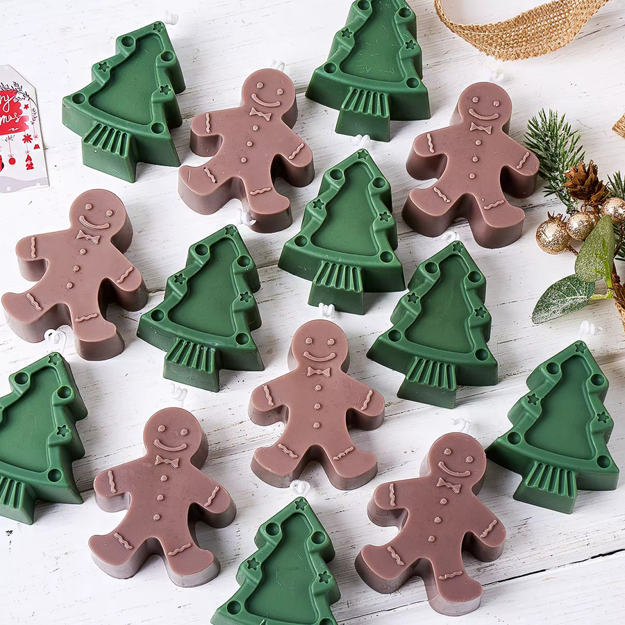 UDOCOOL Silikon Kerzenformen Weihnachten Serie Motiv Lebkuchenmann und Weihnachtsbaum für DIY Seife Gips und Harz Handwerk in Multicolour - Bild 3