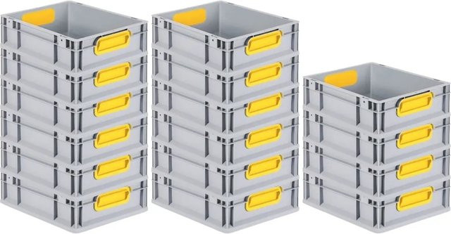 PROREGAL Spar Set 16x Eurobox Nextgen Color Transportboxen mit Griffen, Gelb, H x B x T: 12 x 30 x 40 cm, 11 Liter, Glatter Boden, Geschlossen - Bild 1