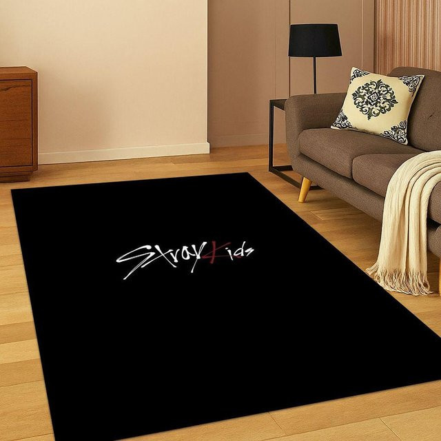 Rutschfester Kpop Star S-Stray Kids Hyunjin Teppich in Schwarz für Wohnzimmer und Schlafzimmer, B/T: 120 x 160 cm - Bild 1
