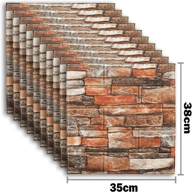 Selbstklebende 3D Wandaufkleber aus Schaumstoff von Supermarket GO, Wasserdichte Schaumstoffpaneele zur Innendekoration in Beige - Bild 1