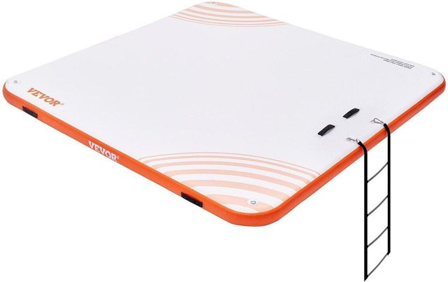 Aufblasbare schwimmende Dock-Plattformmatte von Buying Solutions, MB mit Leiter, Weiß-Orange, B/T: 304 x 304 cm - Bild 1