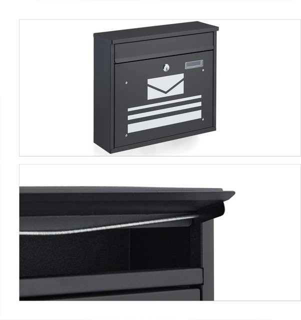 Abschließbarer Briefkasten aus Stahl von Relaxdays in Schwarz, B/T/H: 31 x 36 x 11 cm - Bild 1