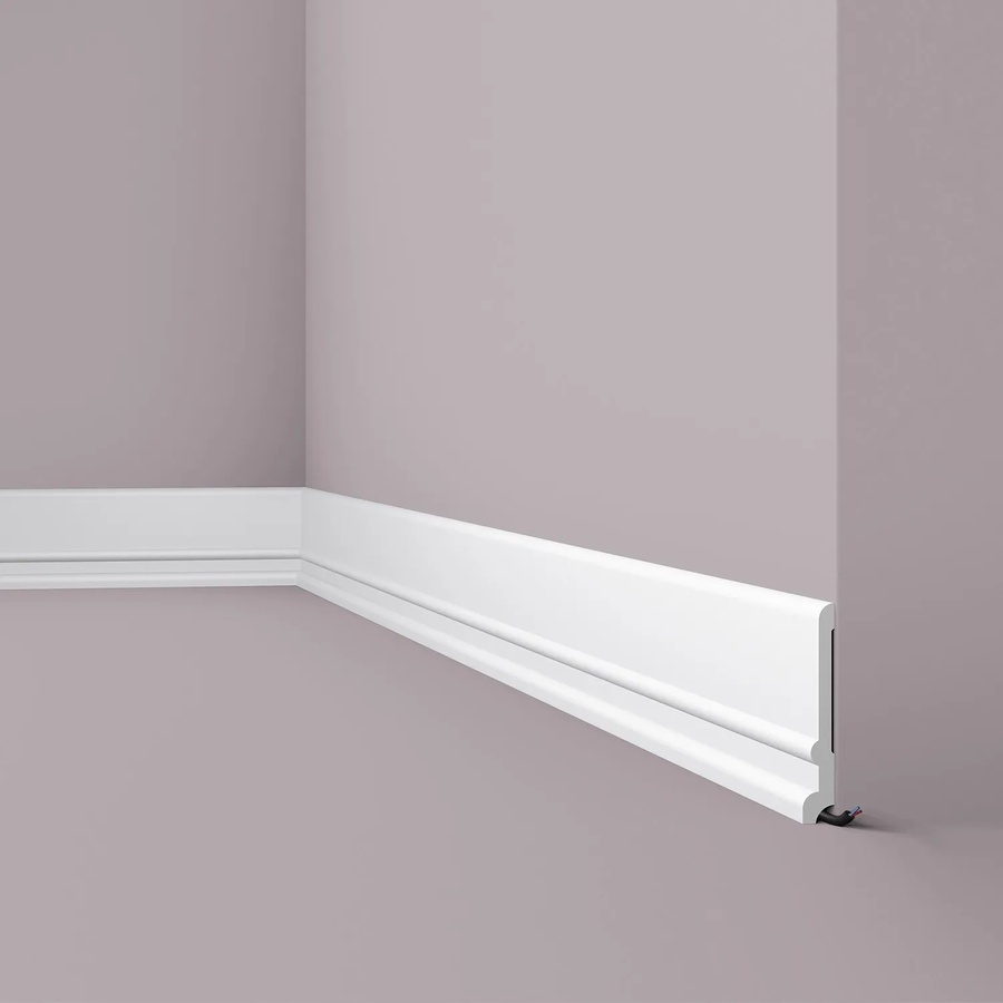NMC FD21 WALLSTYL Sockelleiste Zierleiste Eckleiste aus PVC in Weiß, B/H/T: 200 x 13 x 2 cm - Bild 1