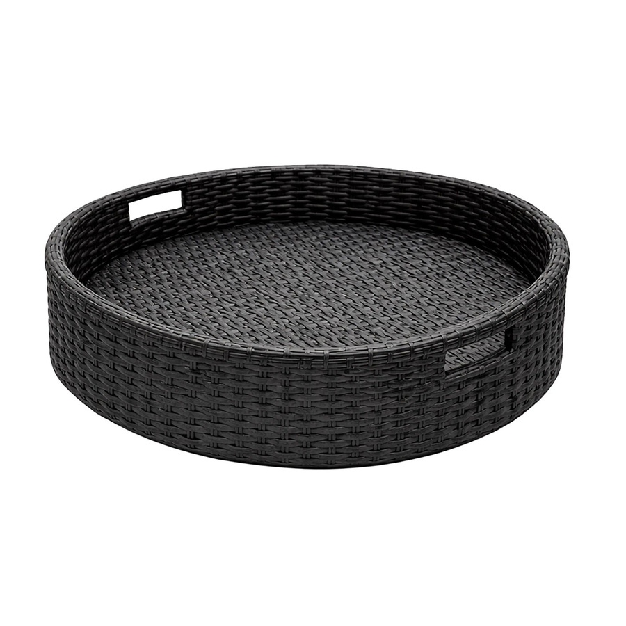Relaxdays Schwimmtablett aus Aluminium und Rattan in Schwarz, B/T/H: 80 x 60 x 20 cm - Bild 2