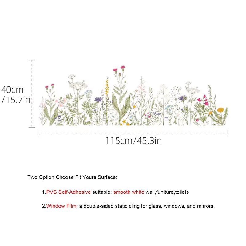 Wilde Blumen Wandaufkleber aus PVC für Küchenrückwand und Esszimmer als botanischer Wandrandaufkleber zum Abziehen und Aufkleben, Breite: 115 cm, Höhe: 115 cm - Bild 4