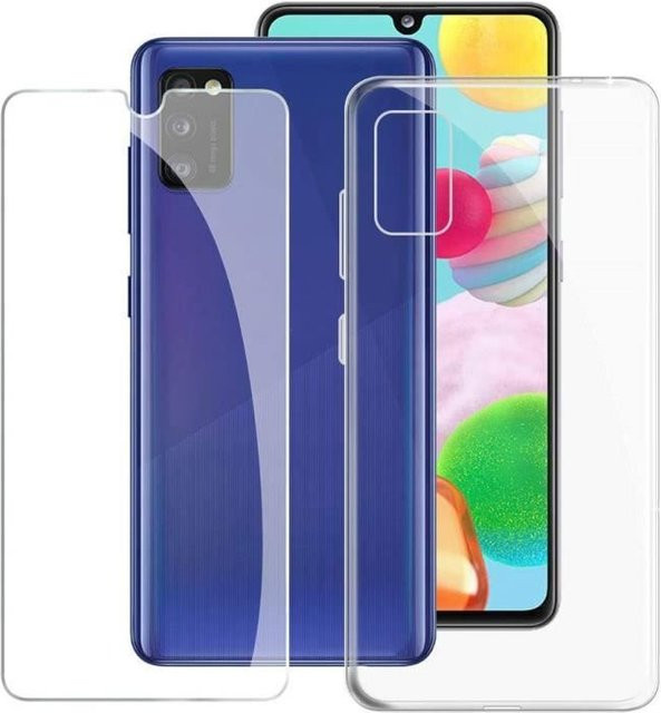 Samsung Galaxy A41 Handyhülle aus Silikon TPU mit gehärtetem Glas in Transparent - Bild 1