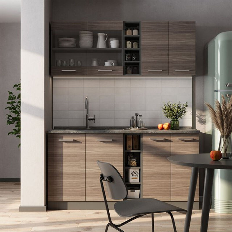 Vicco Singleküche R-Line Küchenzeile in Grau und Anthrazit, Breite: 160 cm, ohne Arbeitsplatte - Bild 1