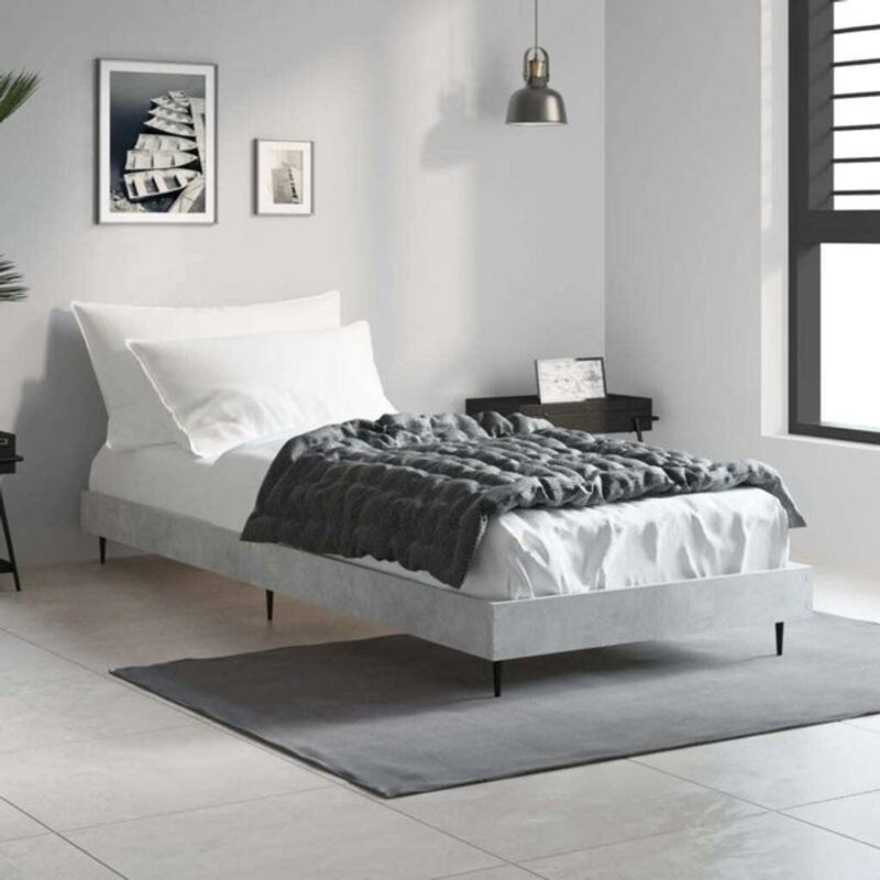 Modernes Bettgestell von Vidaxl aus Holzwerkstoff in Grau, B/H: 75 x 190 cm - Bild 1