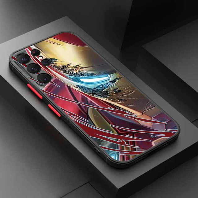 Matt durchscheinende Handyhülle mit Spider-Man und Iron Man Design für Samsung Galaxy S25 S24 S23 S22 S21 S20 S10 FE Ultra Plus Lite in Multicolour - Bild 1