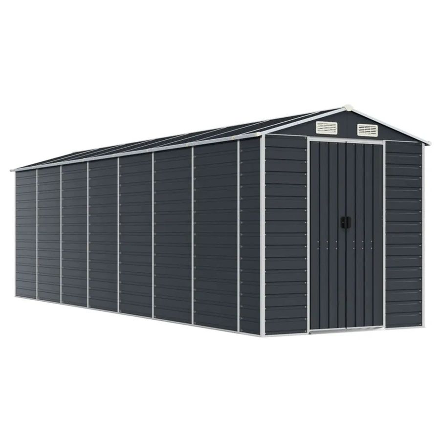 vidaXL Gerätehaus aus verzinktem Stahl in Anthrazit mit Schrägdach und Lüftungsöffnungen, B/T/H: 640 x 191 x 198 cm - Bild 2