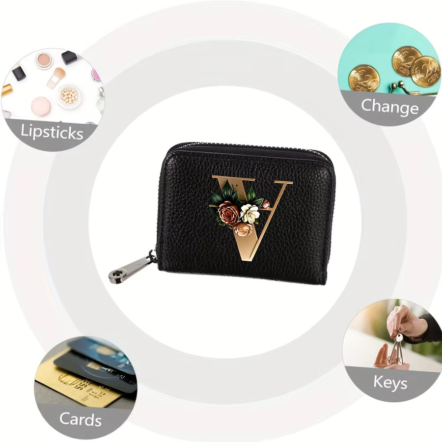 Bunte Kreditkarten-Brieftasche mit 11 Slots und 26 Buchstaben für Damen und Herren in Schwarz und Multicolour - Bild 3