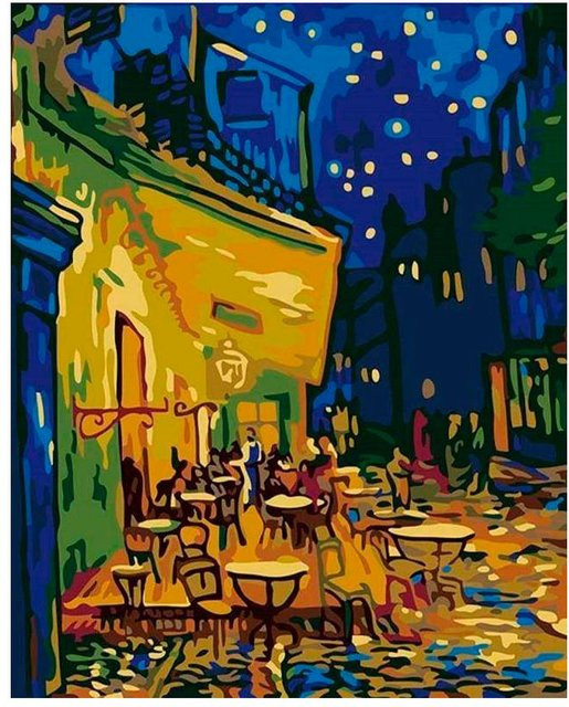 Figured'Art Malen nach Zahlen Vincent van Gogh Caféterrasse Leinwand - Bild 1