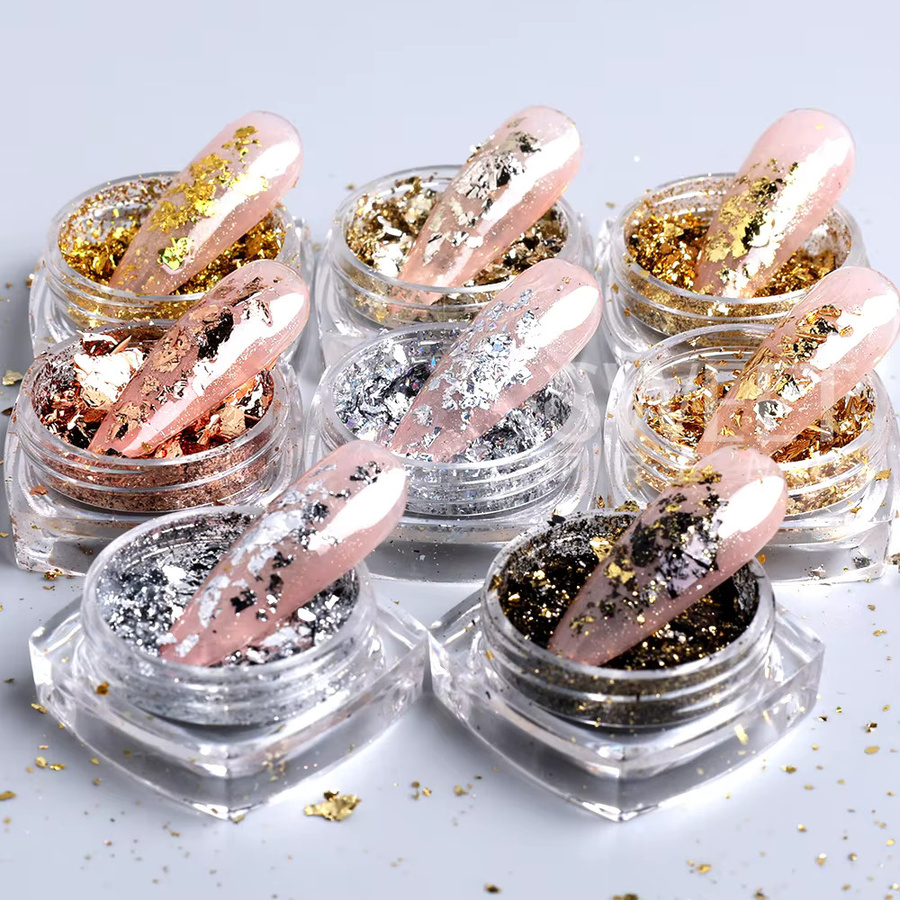 Sweet Trend Nagel Folien Pailletten, Gold Silber Aluminium, Unisex - Bild 3