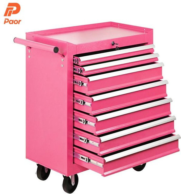XMSJ Schwerlast-Werkzeugwagen aus Metall in Pink mit Rollen - Bild 1
