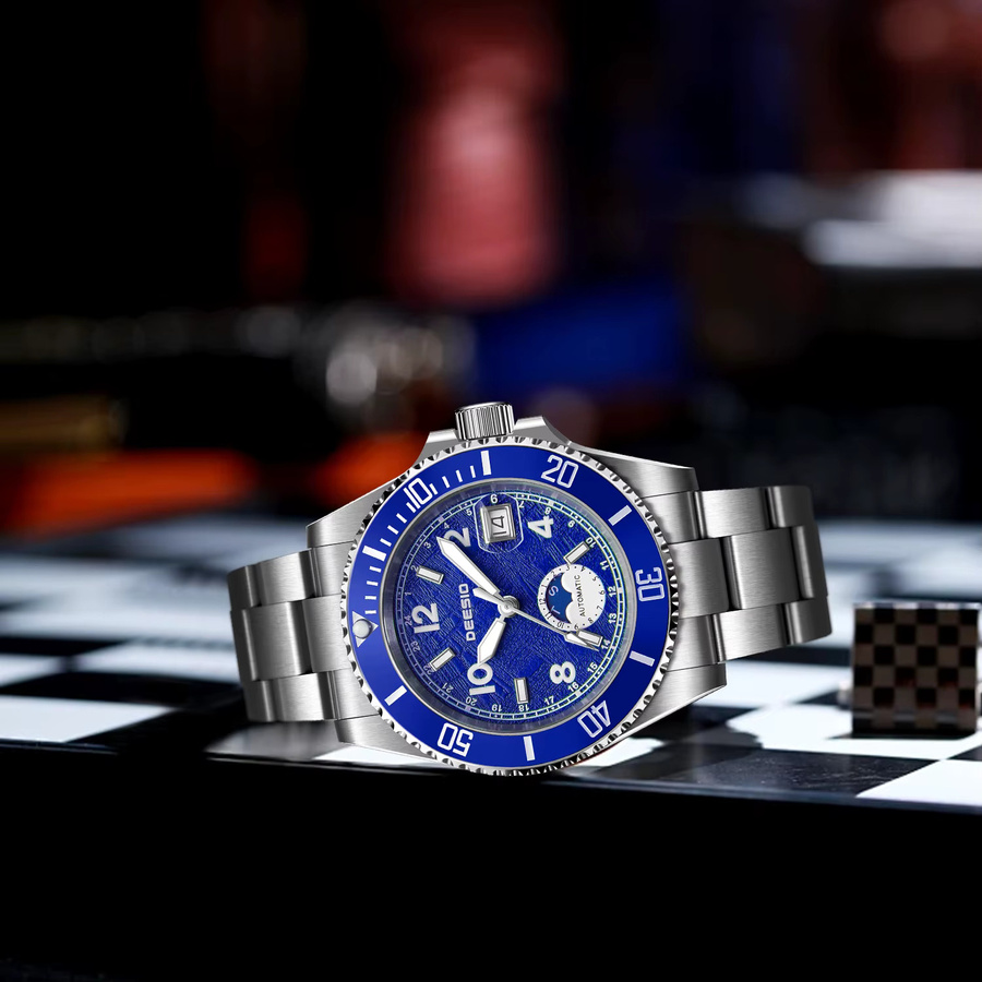 Deesio Armbanduhr, Automatik, Edelstahl, Saphirglas, Herren, Blau - Bild 1