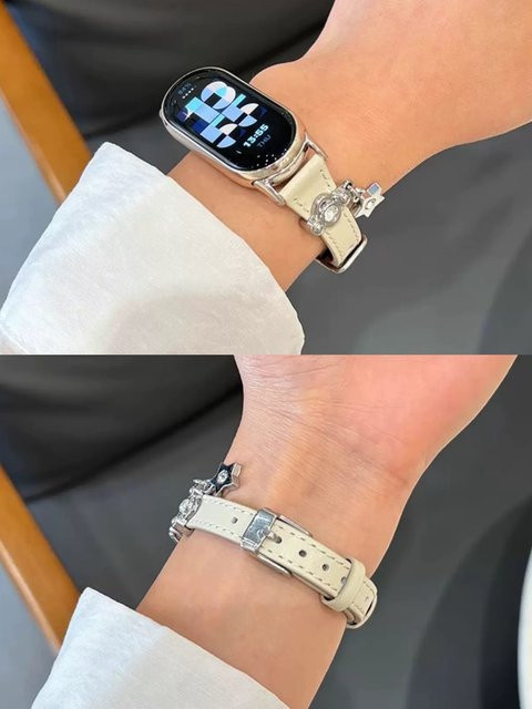iwujiao Uhrenarmband Leder, Weiß, Kristall, Unisex - Bild 1