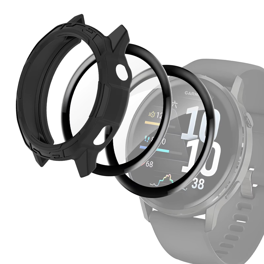ONM 2-in-1 Schutzfolie und Silikon-Schutzhülle für Garmin Venu 4 41 mm und 45 mm in Schwarz und Pink - Bild 7