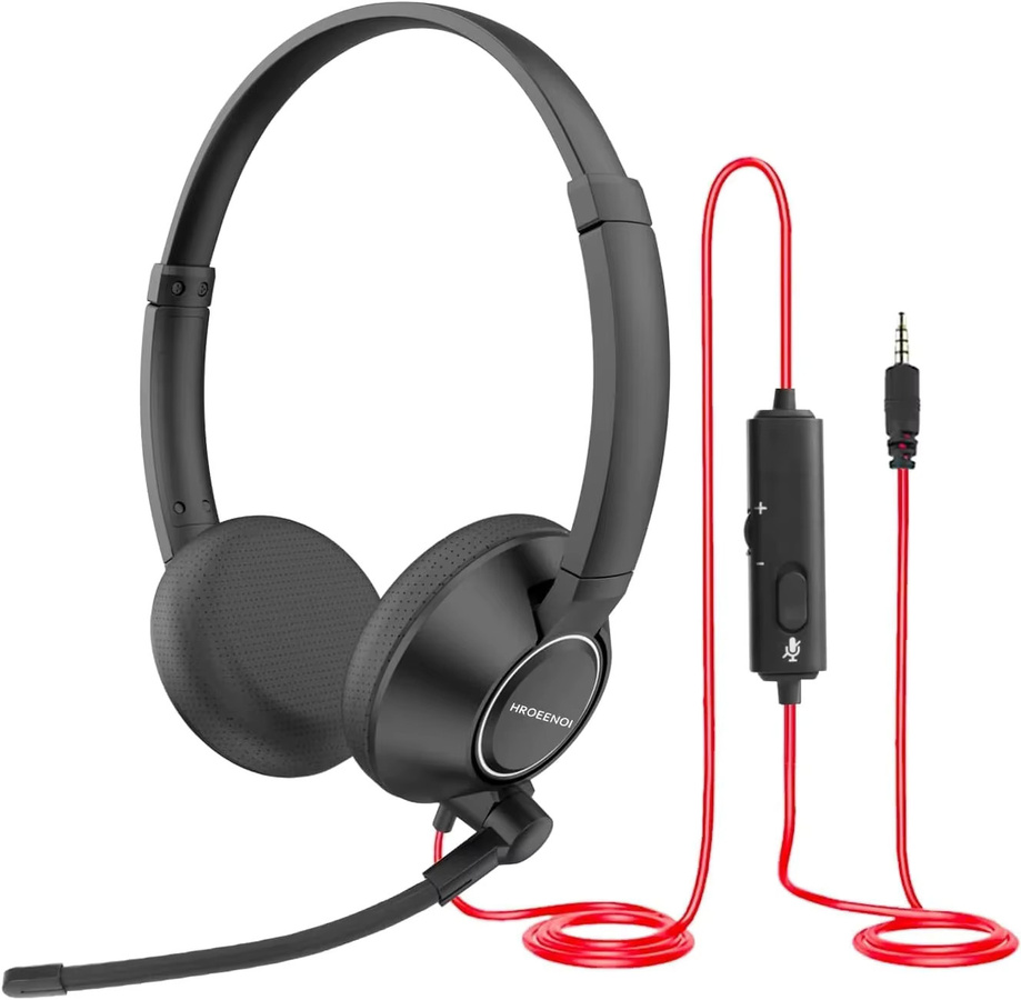 HROEENOI WRHW05 Call Center Headset mit Noise Cancelling und Mikrofon in Schwarz für PC und Laptop - Bild 2