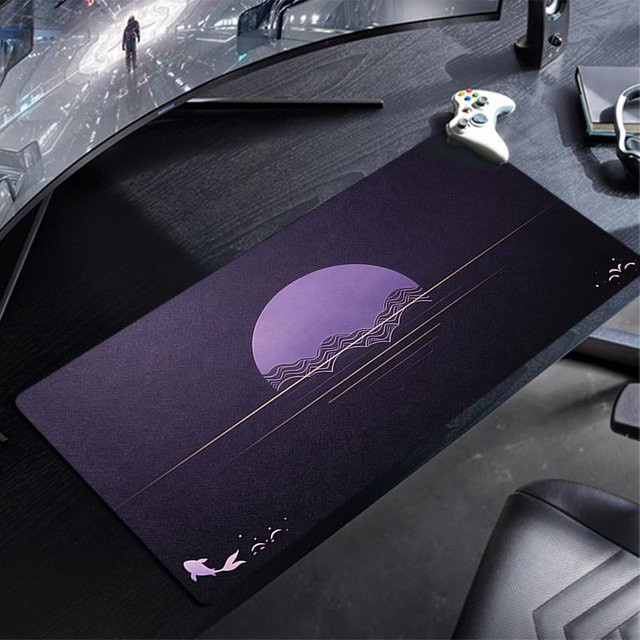 A Family Of Home Textiles Gaming Mauspad Anime Karpfen Sonnenuntergang Schreibtischunterlage, Farbe: Lila, B/T/H: 60 x 30 x 0,2 cm - Bild 1