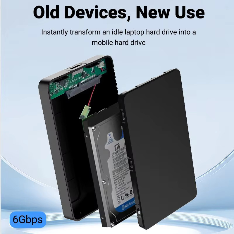 WALRAM USB-C HDD-Gehäuse für SATA Festplatten und SSDs, USB 3.1/3.0 Adapter mit 6 Gbit/s, Schwarz - Bild 6