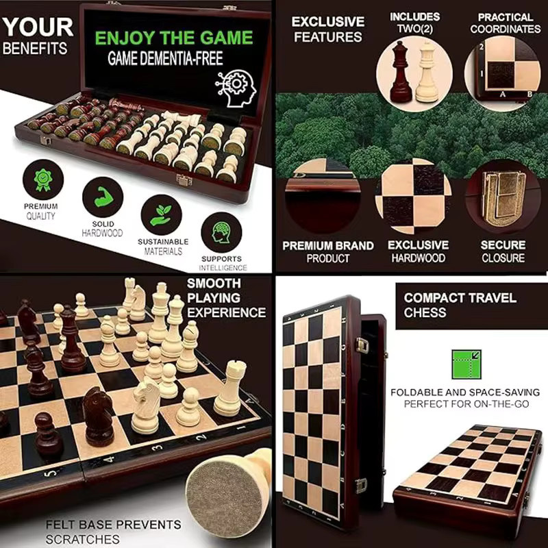 Yernea Schach, Schachspielbrett aus Holz, Schwarz - Bild 4