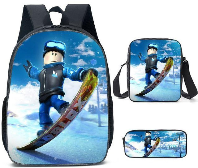 Roblox Schultaschen-Set für Mädchen in Blau bestehend aus Rucksack, Umhängetasche und Federmäppchen - Bild 1
