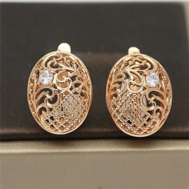 Ohrringe 14K Roségold, Kupfer, Kristall, Zirkonia, Damen - Bild 1