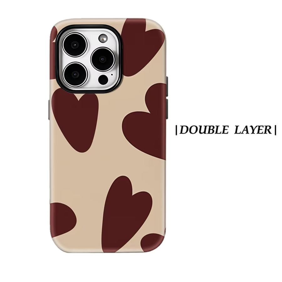 Potdemiel Handyhülle mit Herz-Design für iPhone 17 16 15 14 13 Pro Max Plus, burgunderrot, robuste doppellagige Magnet-Hülle - Bild 5