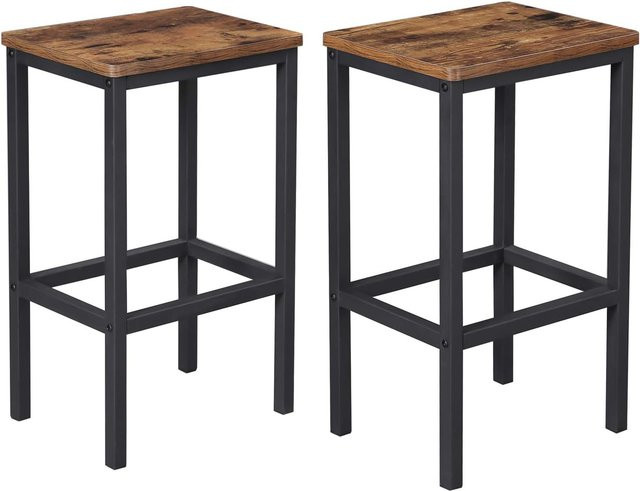 VASAGLE Barhocker Set aus 2 Barstühlen in Braun im Industrial Design mit Metallgestell - Bild 1